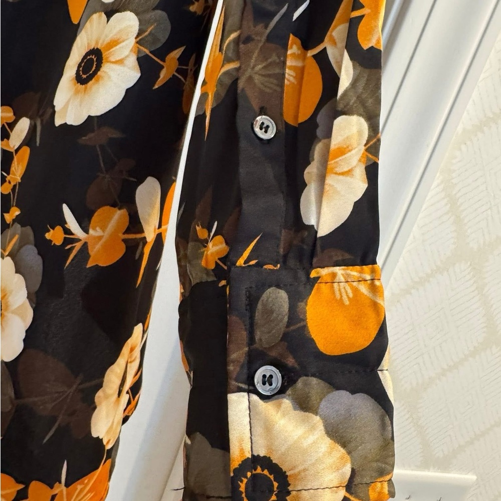 First Love Floral Patchwork Blouse - Black, Orang… - image 7